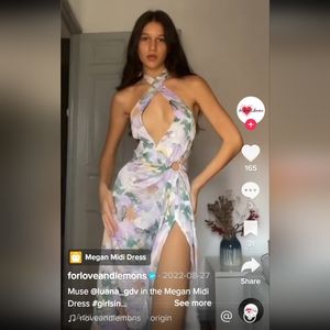 NWT For Love and Lemons FLL Megan Midi Dress high slit